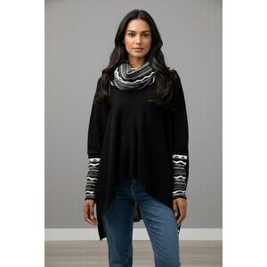 Simply Natural Designs Fine Peruvian 100% Alpaca Sweater Black Fair Isle O/S